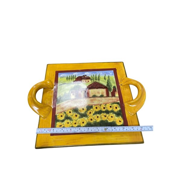 Romancing Provence Tuscan Country handpainted ceramic serve tray SKU 9622 - Picture 8 of 11
